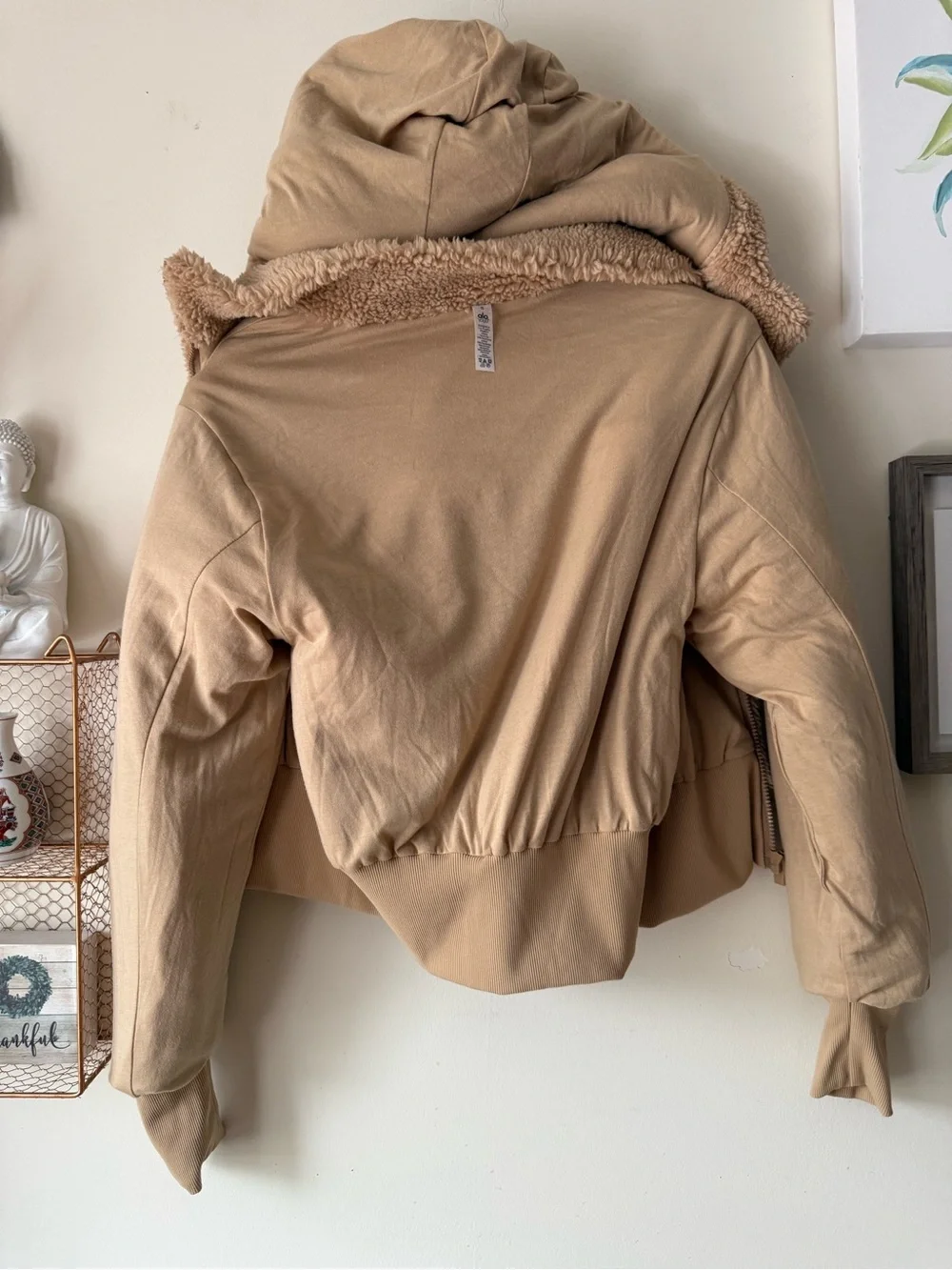 Alo Yoga Camel Tan Foxy Sherpa Hooded Full Zip Jacket Size Small